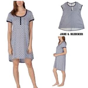 NWT Jane and Bleecker Women's Henley Sleepshirt Pajama Dresses Navy sz x…